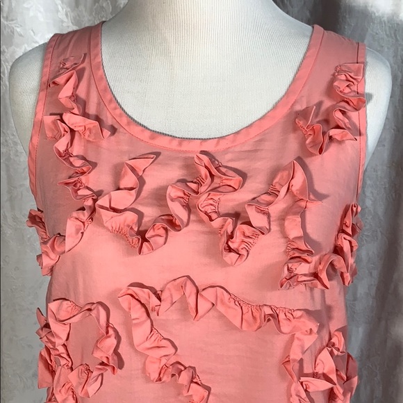 ✓J. Crew EUC top size 0 ruffles coral - Picture 2 of 10